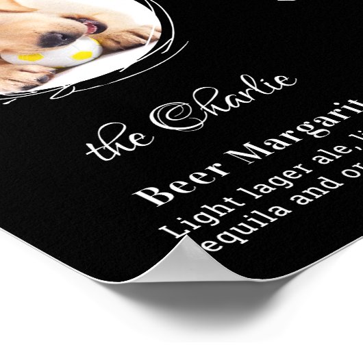 ペットのシグネチャードリンク 黒 2 枚の写真 ウェディング ペット バー ポスター (角)