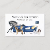 ペットのシッティング 犬 猫のトレーニング 水彩画 ペット 馬 名刺 (正面)
