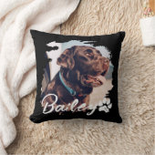 ペットのシンプルタイポグラフィモダン名と写真 クッション (ブランケット)