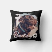 ペットのシンプルタイポグラフィモダン名と写真 クッション (裏面)