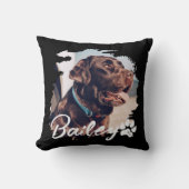 ペットのシンプルタイポグラフィモダン名と写真 クッション (正面)