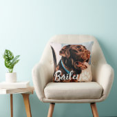 ペットのシンプルタイポグラフィモダン名と写真 クッション (椅子)