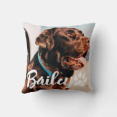 ペットのシンプルタイポグラフィモダン名と写真 クッション (裏面)