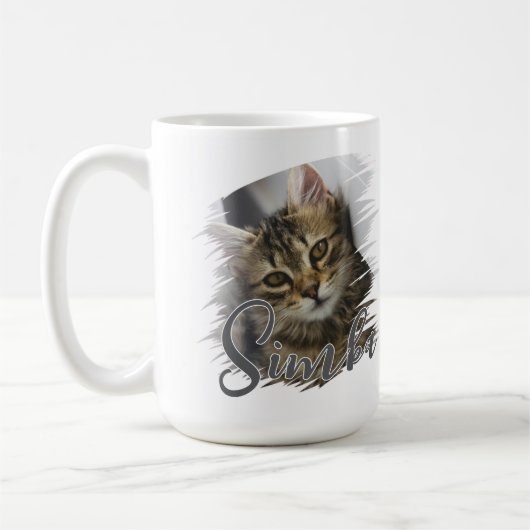 ペットのシンプルタイポグラフィモダン名と写真 コーヒーマグカップ (左)