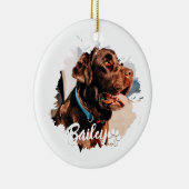 ペットのシンプルタイポグラフィモダン名と写真 セラミックオーナメント (右)