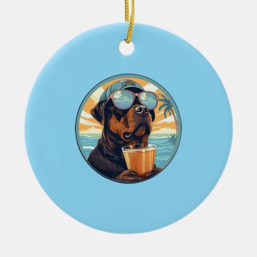 ペットのシンプルタイポグラフィモダン名と写真 セラミックオーナメント (正面)