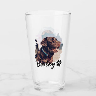 ペットのシンプルタイポグラフィモダン名と写真 タンブラーグラス