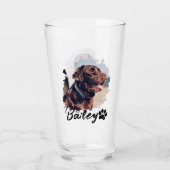 ペットのシンプルタイポグラフィモダン名と写真 タンブラーグラス (正面)