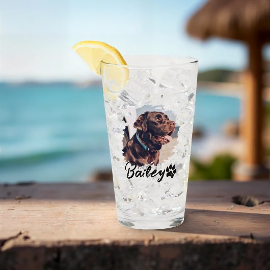 ペットのシンプルタイポグラフィモダン名と写真 タンブラーグラス