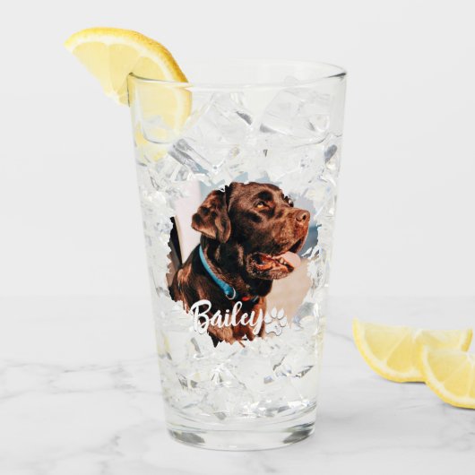 ペットのシンプルタイポグラフィモダン名と写真 タンブラーグラス (アイス正面)