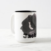 ペットのシンプルタイポグラフィモダン名と写真 ツートーンマグカップ (正面左)