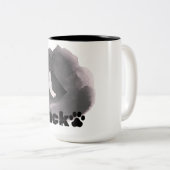 ペットのシンプルタイポグラフィモダン名と写真 ツートーンマグカップ (正面右)