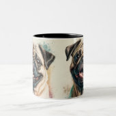 ペットのシンプルタイポグラフィモダン名と写真 ツートーンマグカップ (中央)