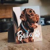 ペットのシンプルタイポグラフィモダン名と写真 フォトプラーク