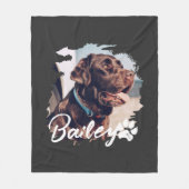 ペットのシンプルタイポグラフィモダン名と写真 フリースブランケット (正面)