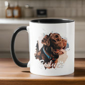 ペットのシンプルタイポグラフィモダン名と写真 マグカップ