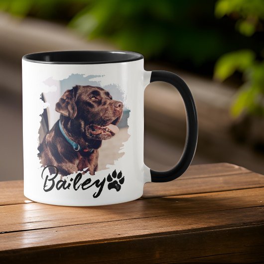 ペットのシンプルタイポグラフィモダン名と写真 マグカップ