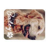 ペットのシンプルタイポグラフィモダン名と写真 マグネット (横)