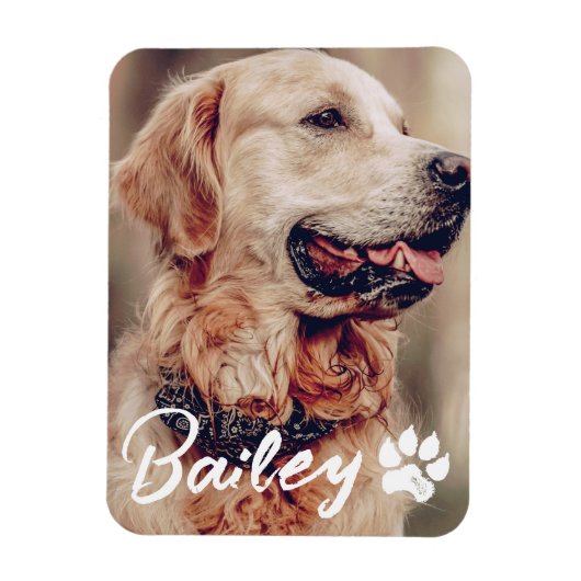 ペットのシンプルタイポグラフィモダン名と写真 マグネット (縦)