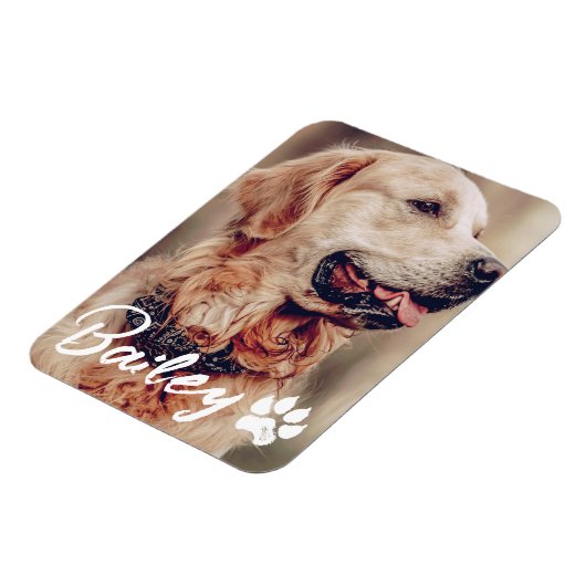 ペットのシンプルタイポグラフィモダン名と写真 マグネット (左側)