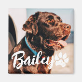 ペットのシンプルタイポグラフィモダン名と写真 マグネット (正面)