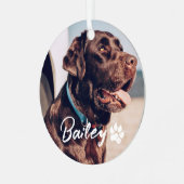 ペットのシンプルタイポグラフィモダン名と写真 メタルオーナメント (正面左)