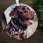 ペットのシンプルタイポグラフィモダン名と写真 メタルオーナメント