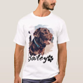 ペットのシンプルタイポグラフィモダン名と写真 Tシャツ (正面)