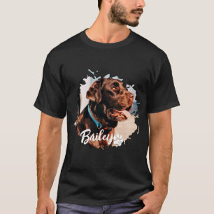 ペットのシンプルタイポグラフィモダン名と写真 Tシャツ