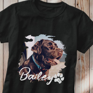 ペットのシンプルタイポグラフィモダン名と写真 Tシャツ