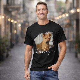ペットのシンプルモダンなクールなタイポグラフィの名前と写真 Tシャツ