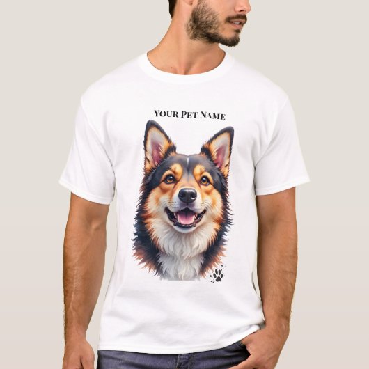 ペットのシンプルモダンな名前と写真のカスタムデザイン Tシャツ (正面)