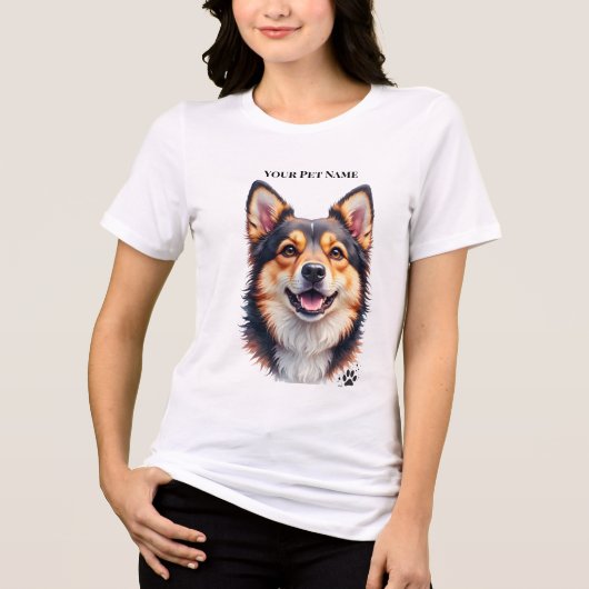 ペットのシンプルモダンな名前&写真のカスタムデザイン トライブレンドTシャツ (正面)