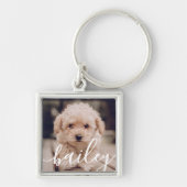 ペットのシンプルモダンエレガントのシックな名前と写真 キーホルダー (正面)