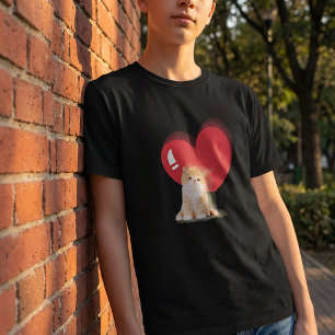 ペットのシンプルモダンハート クールな名前と写真 Tシャツ