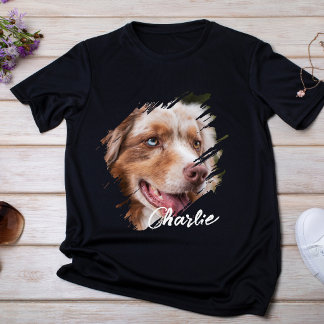 ペットのシンプルモダン活字 名前と写真 Tシャツ