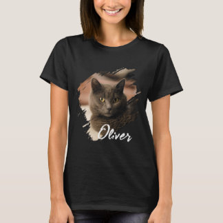 ペットのシンプルモダン オカスタム 名前と写真 Tシャツ