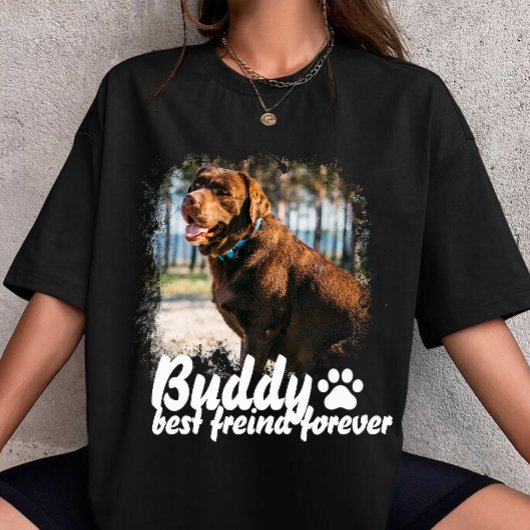 ペットのシンプルモダン カスタム 名前と写真 Tシャツ