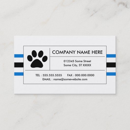 ペットのストライプ足 名刺 (正面)