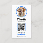 ペットのソーシャルメディアFacebook犬の写真QRコード 名刺 (正面)
