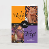 ペットのトリックまたはハロウィーン2枚の写真を扱う カード (正面)