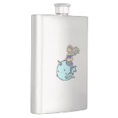 ペットのナルワルに乗るレインボーヘア付き人魚 フラスク (右)