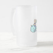 ペットのナルワルに乗るレインボーヘア付き人魚 フロストグラスビールジョッキ (正面左)