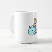 ペットのナーホールに虹の毛を乗せた人魚 コーヒーマグカップ (正面左)