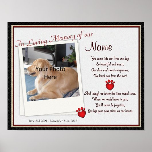 ペットのハートに足跡を付ける – Dog Cat ポスター (正面)