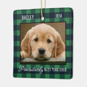 ペットのパーソナライズされたクリスマスプレド子犬の写真 セラミックオーナメント (左)