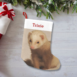 ペットのフェレットの恋人の写真と名前パーソナライズされた スモールクリスマスストッキング