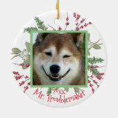 ペットのフォトクリスカスタムマスかわいいサンタアニマルズ猫 セラミックオーナメント (裏面)