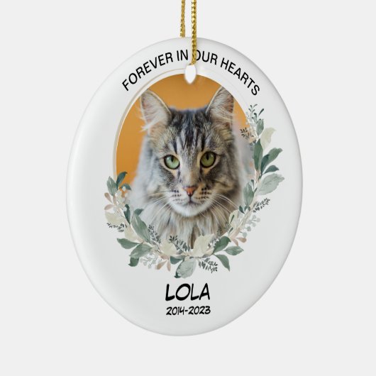 ペットのプレゼントを失カスタムう写真猫記念碑 セラミックオーナメント (右)