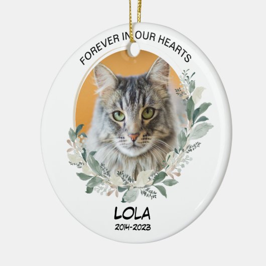 ペットのプレゼントを失カスタムう写真猫記念碑 セラミックオーナメント (左)